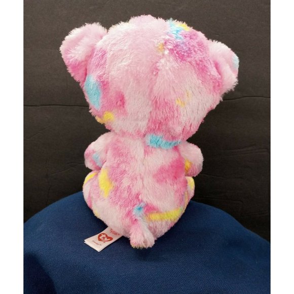 Ty Beanie Boos Franky Bear Pink TySilk Tie Dye Glitter Eyes Soft 6 inch Plush - Picture 3 of 8